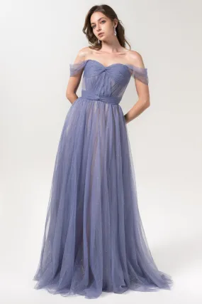 A-Line Floor Length Sparkling Tulle Bridesmaid Dress Formal Dresses CB0608