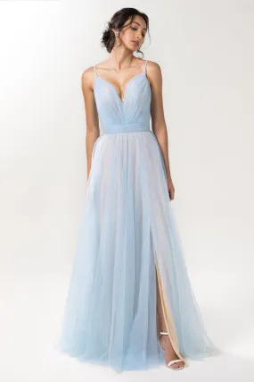 A-Line Floor Length Sparkling Tulle Bridesmaid Dress Formal Dresses CB0613