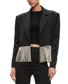 Alice   Olivia Shan Oversized Cropped Fringe Blazer