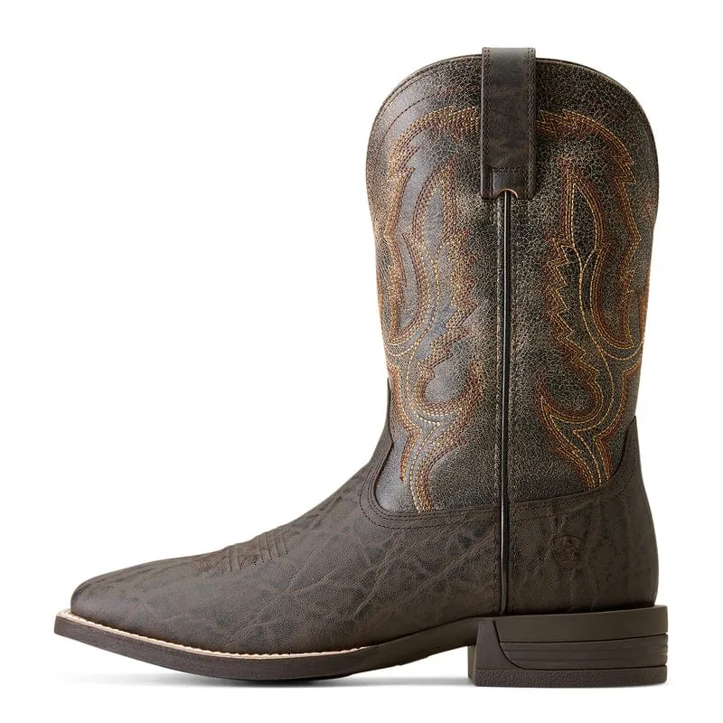 Ariat Men's Steadfast Chocolate Elephant Print-Crinkled Grey Western Boots 10046977