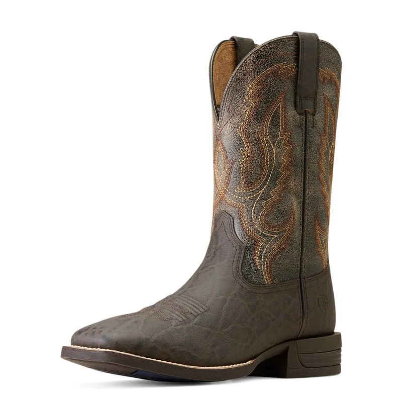 Ariat Men's Steadfast Chocolate Elephant Print-Crinkled Grey Western Boots 10046977