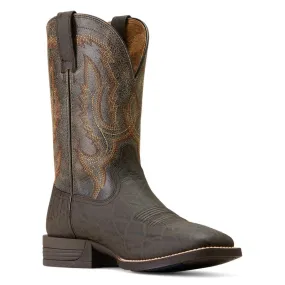 Ariat Men's Steadfast Chocolate Elephant Print-Crinkled Grey Western Boots 10046977