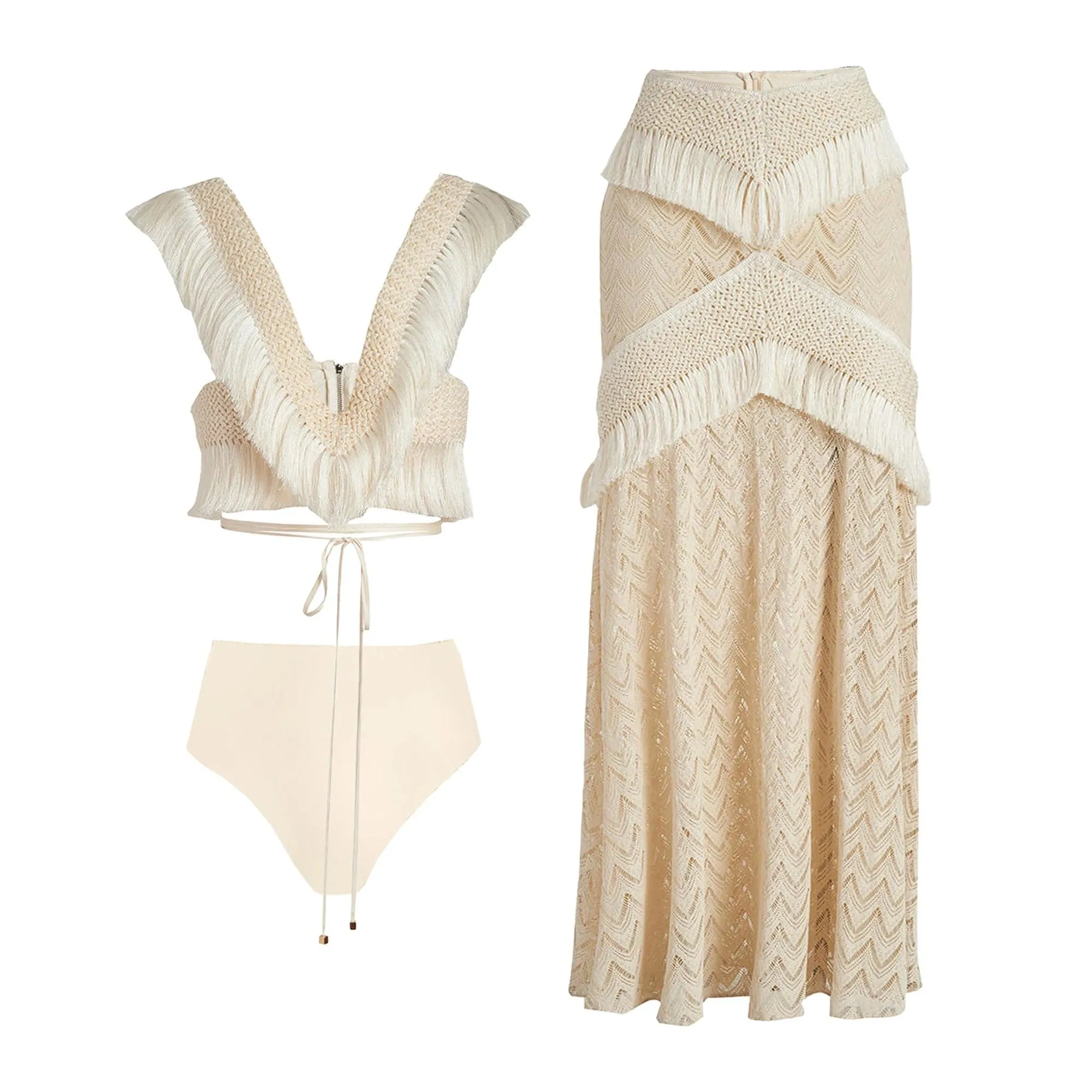 Beach Fringe Crop with Skirt