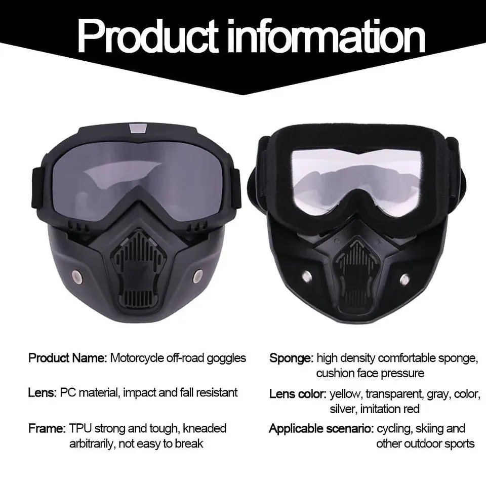 Bike Goggles Mask Anti Scratch UV Protective Face Mask