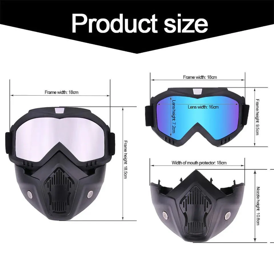 Bike Goggles Mask Anti Scratch UV Protective Face Mask