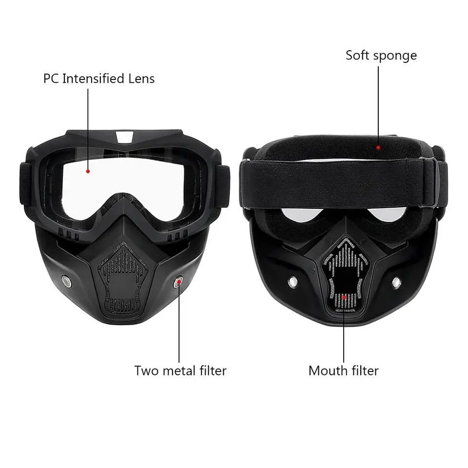 Bike Goggles Mask Anti Scratch UV Protective Face Mask