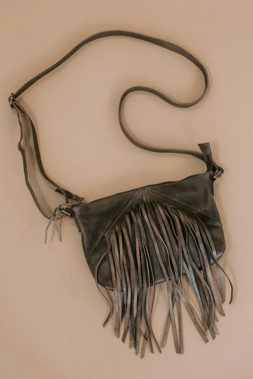 Boho Revival Fringe Crossbody , Grey/Taupe