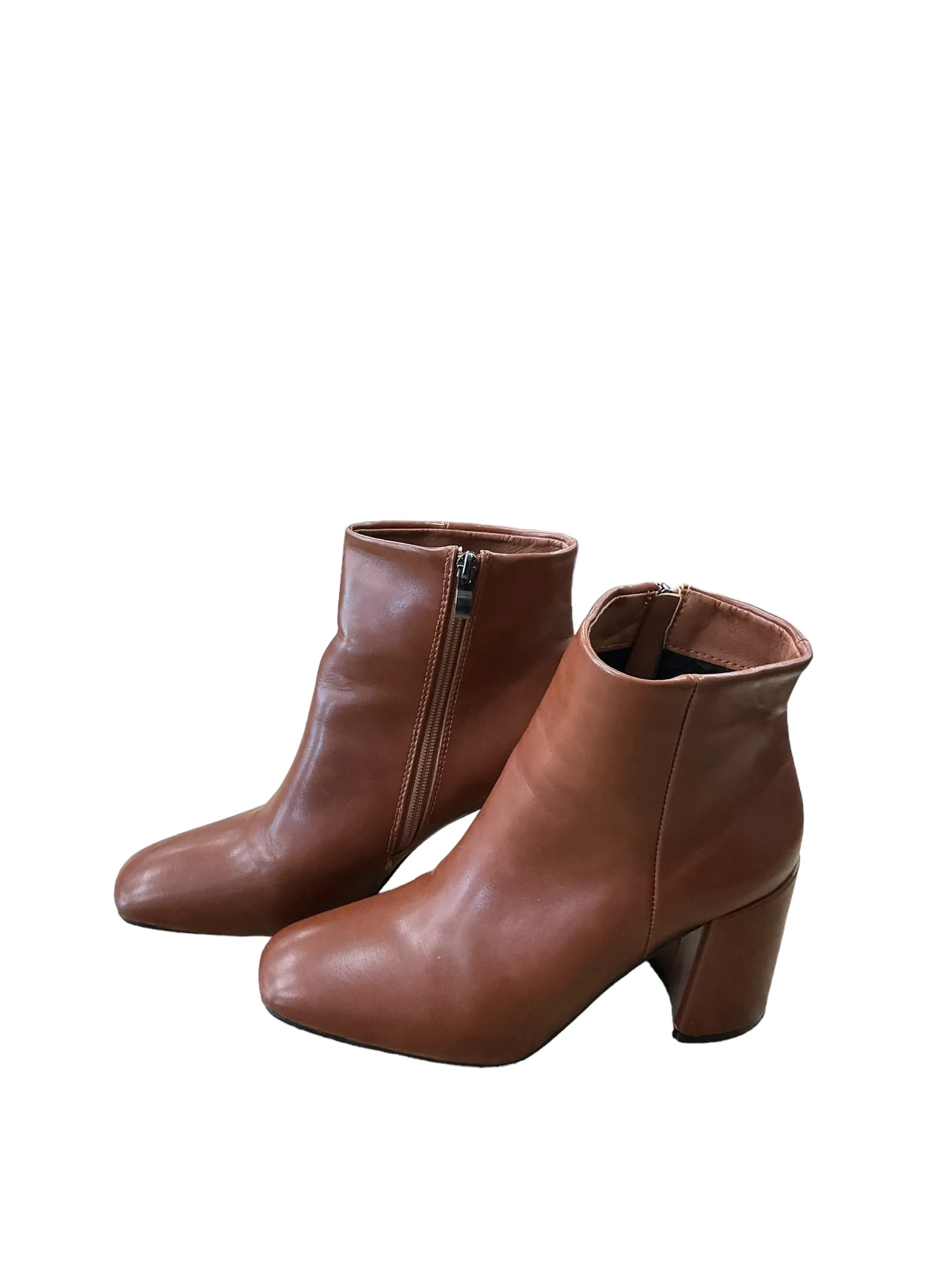 Boots Ankle Heels By Clothes Mentor In Brown, Size: 10