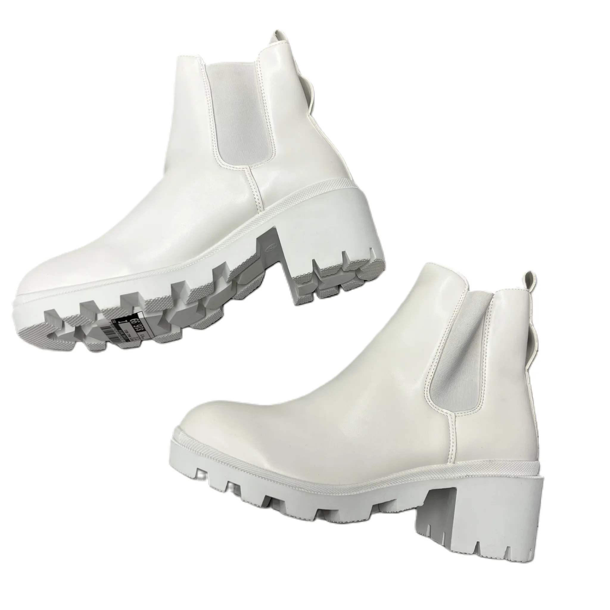 Boots Ankle Heels In White, Size: 8.5