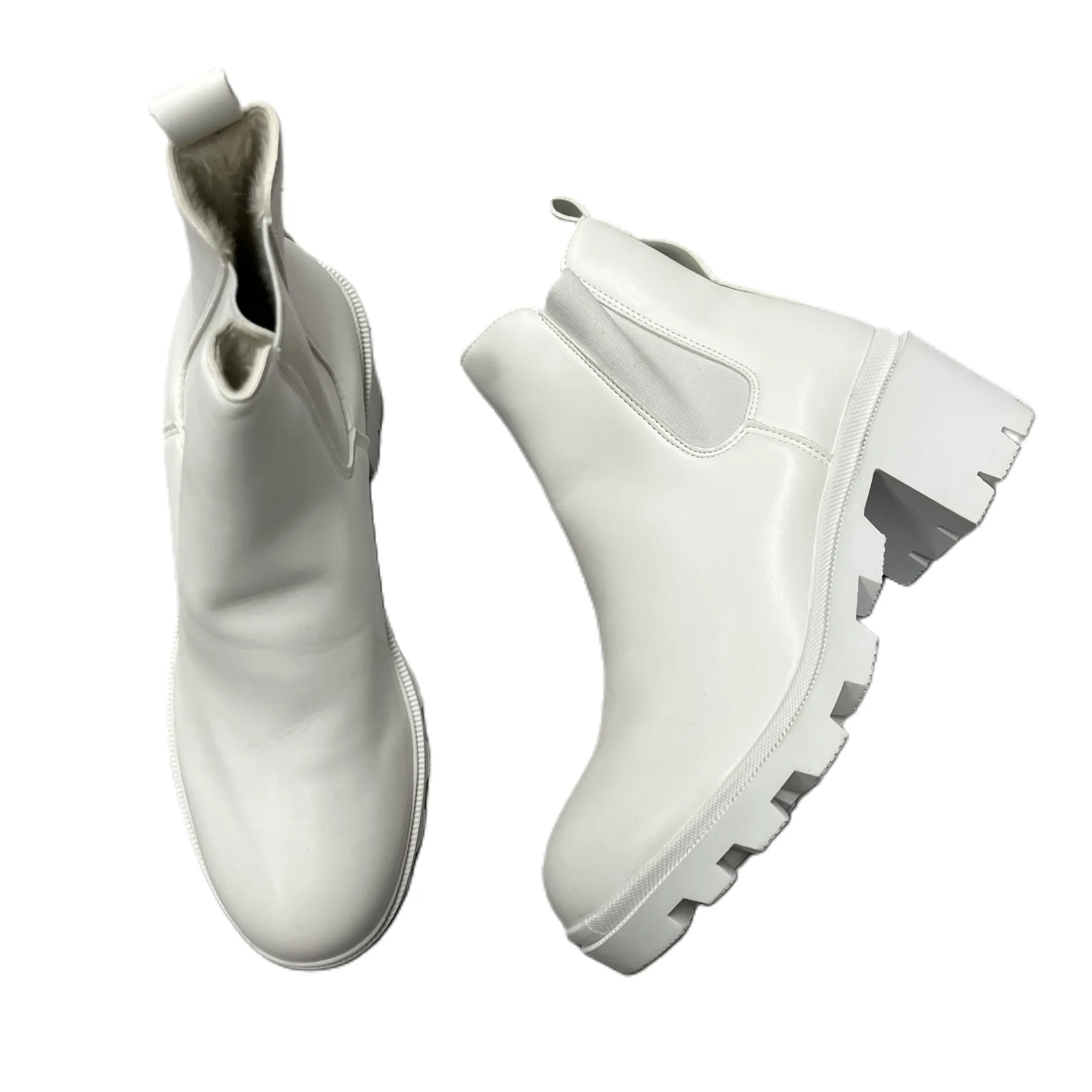 Boots Ankle Heels In White, Size: 8.5