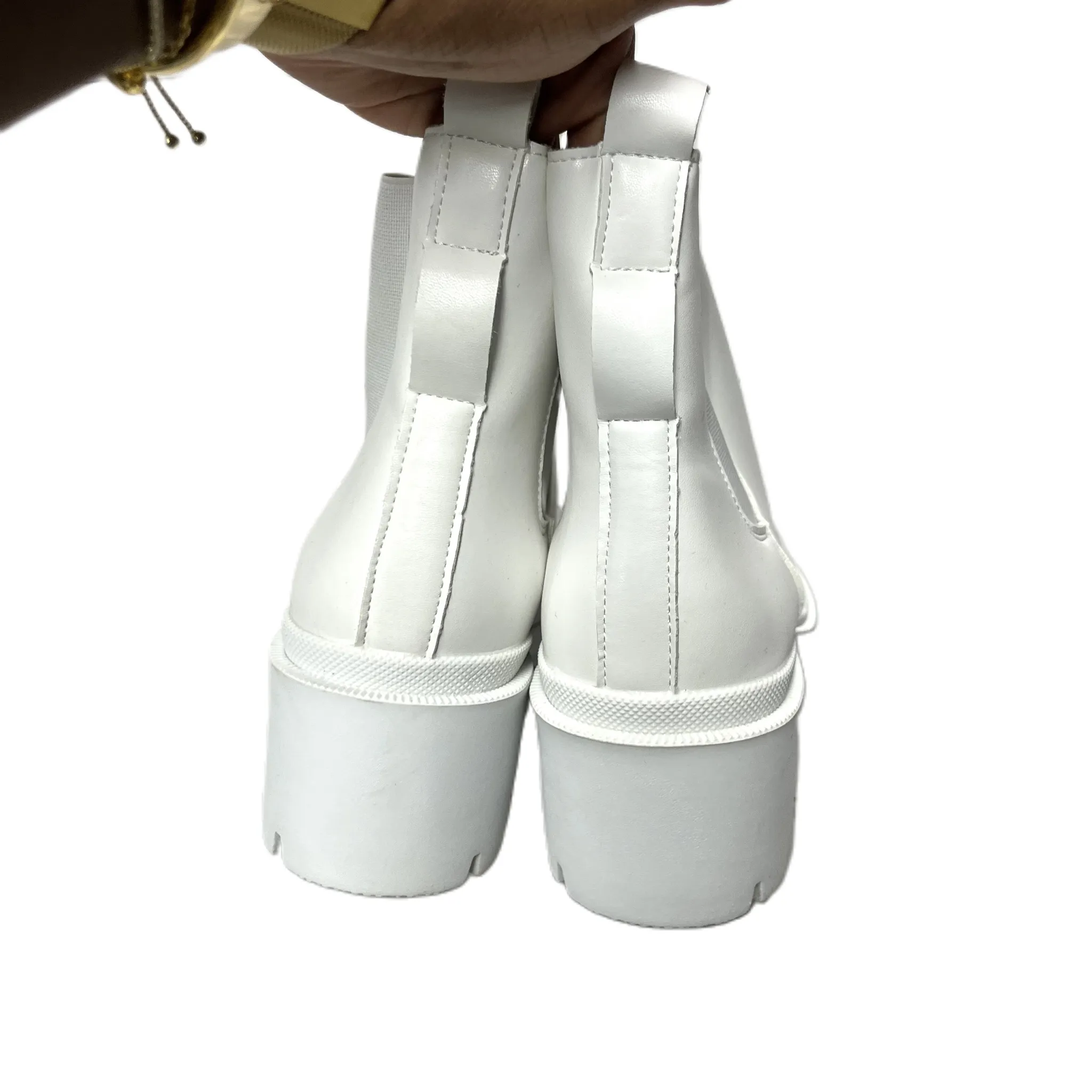 Boots Ankle Heels In White, Size: 8.5