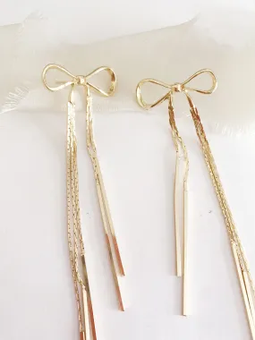 Idora Bow Long Drop Earrings