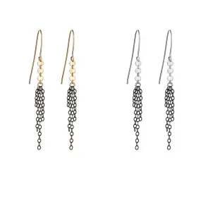 Oxidized Fringe Zipper Earrings