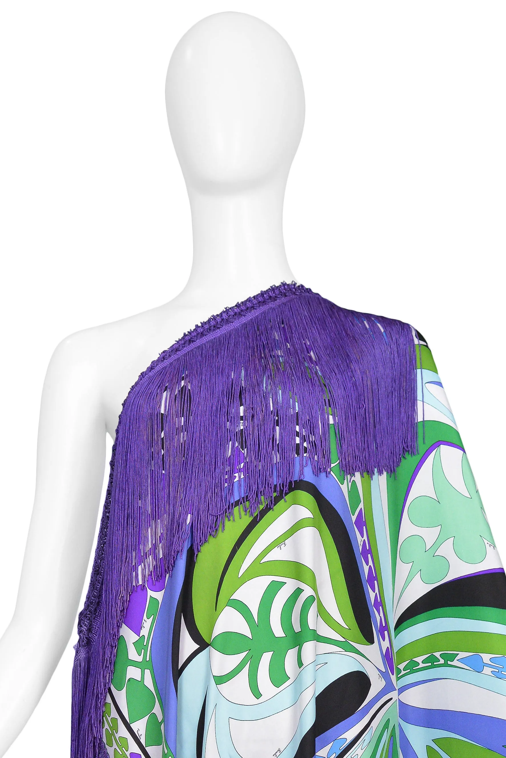 PUCCI GIANT ABSTRACT PRINTED SCARF WITH FRINGE