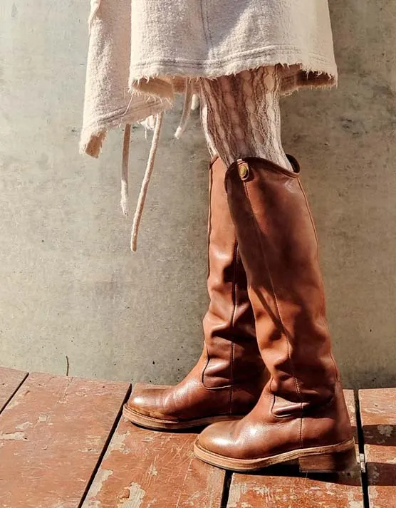 Rich Leather Vintage Handmade Long Boots