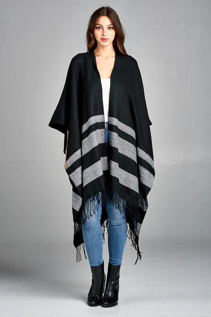 STRIPE BLANKET PONCHO