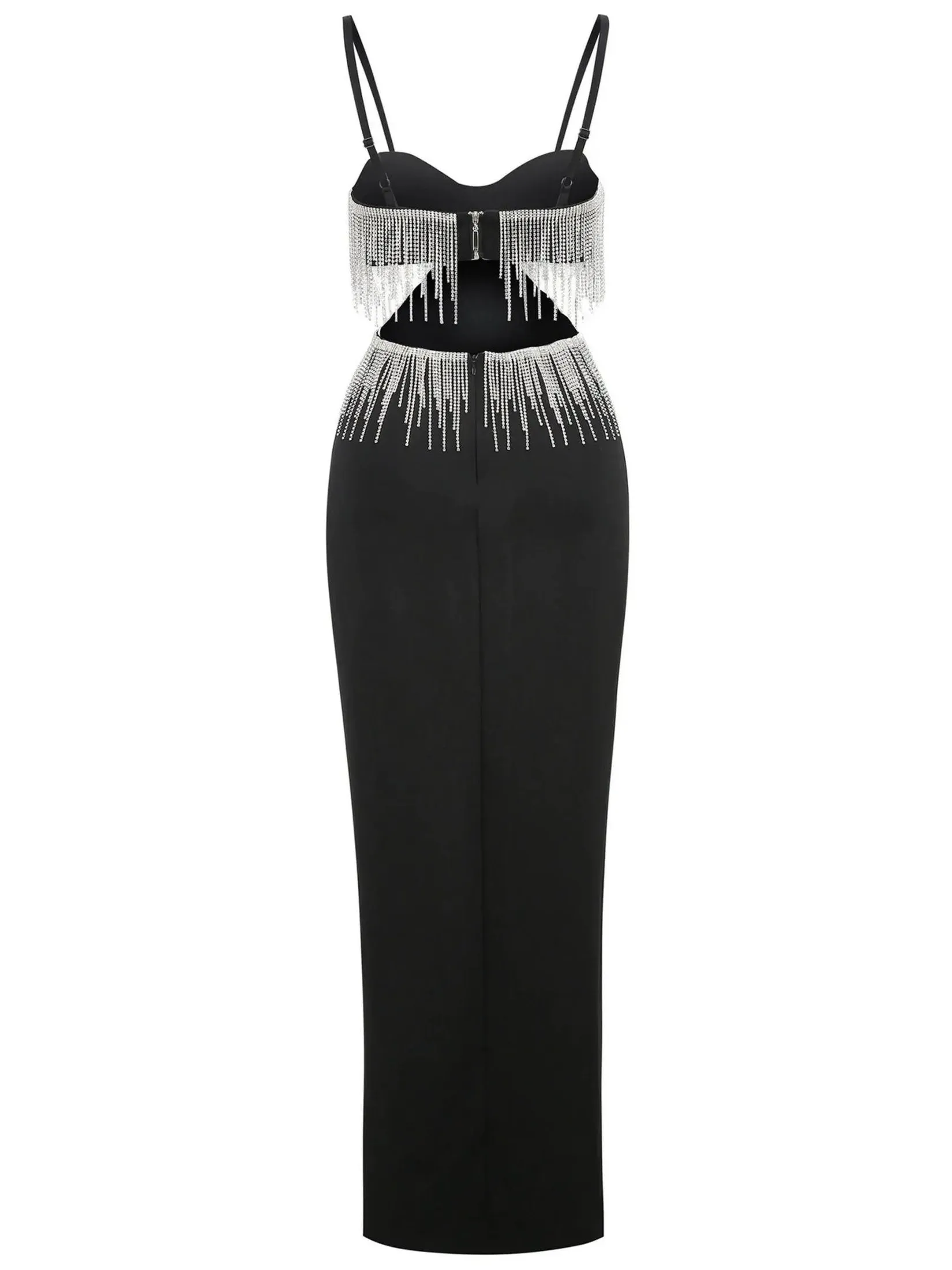 Women’s Crystal-Fringed Bustier Cut-Out Dress